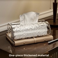 Boîte à mouchoirs en plastique imperméable à l'eau effet vague d'eau - Design haut de gamme et luxueux - Zhejiang - Salon - Table basse - Salle de bain - Rangement