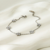 Bracelet Fleur en Zircon Brillant Acier Inoxydable Plaqué Or 18 Carats PVD pour Femme Vente en Gros de Bijoux en Acier Inoxydable