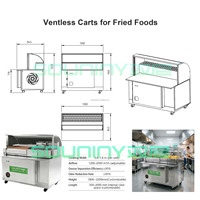 Station de cuisson mobile intégrée pour l'arrière-cuisine, chariot de restauration sans ventilation en acier inoxydable, fabrication OEM