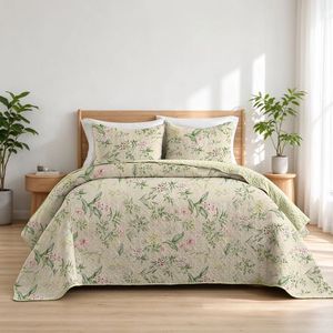 Ensemble de literie en polyester matelassé floral Boryard, 3 pièces, adapté à toutes les saisons, convient aux lits Queen et King, article d'exportation le plus vendu. - Product Image 5