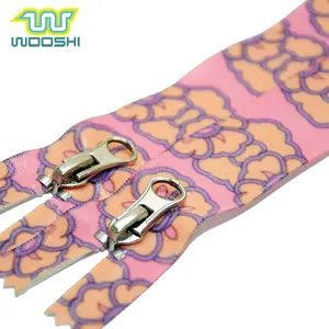 Zip Wholesale Flower Printed Nylon Coil Teeth PVC Tape Invisible Waterproof Close End Zipper For Garment