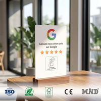 Anti-Scratch Acryl NFC Stand für Trip Advisor Yelp-Bewertungen und QR-Code-Scannen mit Holz sockel
