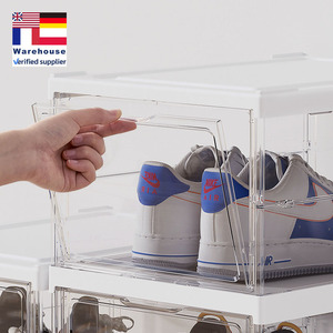 Organizador de caja de zapatos plegable multifuncional de plástico transparente moderno personalizado fácil de limpiar para guardar variedad de zapatos en la sala de estar - Product Image 1