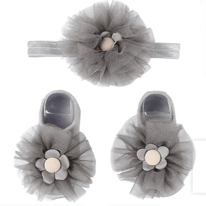 gris de bebé recién nacido regalo encantador diadema juego de calcetines para regalo de bebé de algodón calcetines recién nacido - Product Image 1