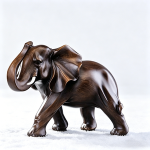 Escultura de <span class=keywords><strong>Elefante</strong></span> Marrón Oscuro, Adorno Realista con Efecto de Resina para Decoración de Sala de Estar y Oficina - Product Image 3