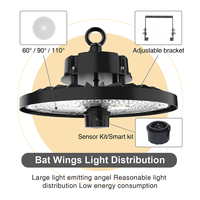 En stock dans l'entrepôt DE EU : Luminaire LED UFO High Bay intelligent à capteur, 185 lm/W, 100W-200W, en aluminium moulé sous pression, pour garage