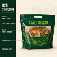 Sachet pour poulet rôti imprimé sur mesure, compatible micro-ondes, qualité alimentaire, avec fermeture éclair refermable pour l'emballage de poulet frit ou rôti