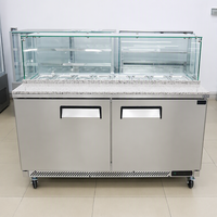 Réfrigérateur commercial à mode de refroidissement par air forcé, 2 portes, température unique, pour table de préparation de salades, comptoir de présentation de salades