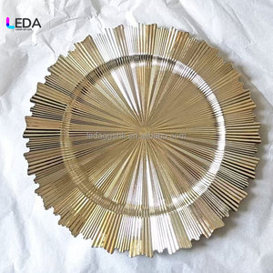 LEDA Modern Gold Color Charger <b>Plates</b> 13 Inch <b>Plastic</b> Acrylic <b>Dinner</b> <b>Plate</b> Chargers - Product Image 1