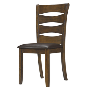 Set of 2pc Unique Back Design Eco-Friendly Tufted Wooden Side <b>Chairs</b> in <b>Brown</b> Finish Modern Style <b>Dining</b> Room Furniture - Product Image 5