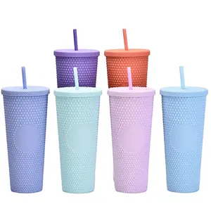 Vaso de plástico reutilizable de doble capa de 710ml para niños, taza de café helado para adultos, botella para beber, fiesta, boda, viaje, escuela