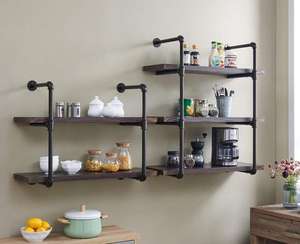 <span class=keywords><strong>Kit</strong></span> d'<span class=keywords><strong>étagère</strong></span>s industrielles en <span class=keywords><strong>tuyaux</strong></span> DIY à 4 niveaux, <span class=keywords><strong>étagère</strong></span> murale suspendue, <span class=keywords><strong>étagère</strong></span>s ouvertes en <span class=keywords><strong>tuyaux</strong></span>, noir - Product Image 5