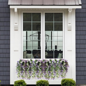 Guirlandes artificielles de pâquerettes violettes et blanches en soie pour la décoration intérieure, les mariages, l'extérieur, les suspensions murales, et l'eucalyptus tricolore en plastique - Product Image 2