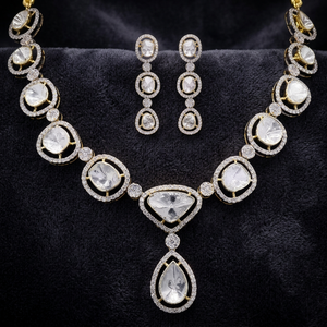 Luxury Gold Diamond Necklace with Brilliant Cut Diamonds Traditional Indian Bridal <b>Gift</b> Set for Weddings and Festive Occasions - Product Image 3