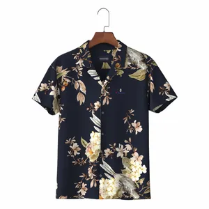 Nieuwe Collectie Van Hawaiian Print Shirt In 100% Viscose Poplin Met Lage Moq & Snelle Levering Mannen Causale Shirt