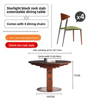 Table à manger pliante Bauhaus en bois rétro avec plateau en pierre, fonction cuisinière à induction, design de bureau réglable, pour restaurant