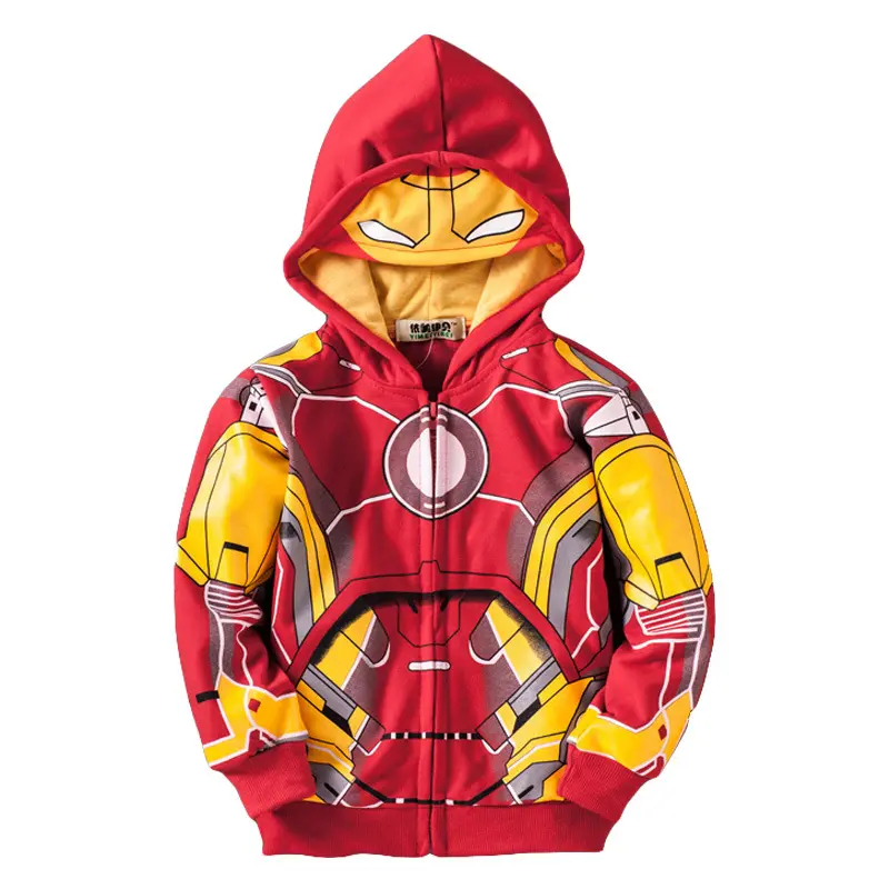 Hot sale boys hoodies marvel superhero Thor Hulk Captain Spiderman sweatshirt children cartoon zipper hoodie