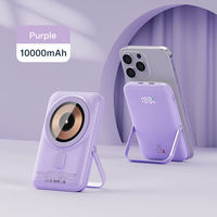 Cargador Portátil Inalámbrico Magnético Ultra Delgado de 10000mAh, PD 20W, 2 en 1, Carga Rápida, Pantalla LED, con Soporte