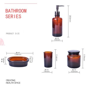 Set da Bagno di Lusso in Vetro: Dispenser Sapone, <span class=keywords><strong>Portasapone</strong></span>, <span class=keywords><strong>Portaspazzolino</strong></span> - Product Image 2