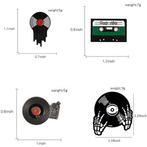 5 Estilos de Pins de Esmalte con Diseño de Tocadiscos, Iconos Musicales, Símbolos de Reproductores de Audio, Pins Metálicos para Solapa, Insignias al por Mayor para Amantes de la Música - Product Image 6