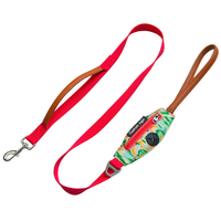 Nouvelle conception, laisse pour chien à double poignée à dégagement rapide, personnalisable, en fibre/polyester, avec distributeur de sacs à déjections canines