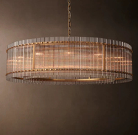 Lustre Moderne de Luxe à Deux Niveaux en Verre pour Salle à Manger, Îlot de Cuisine, Restaurant - Suspension LED en Laiton Dimmable Taille Moyenne