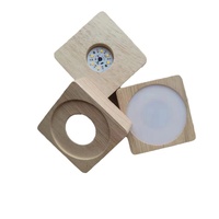 Veilleuse à base de bois LED alimentée par batterie Affichage de base de lampe de nuit LED RVB pour ornement en cristal