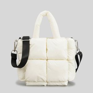 Custom Shiny Designer High Quality <b>Small</b> Ladies <b>Handbag</b> Women Fashion Customized Logo Puffer Tote Bag - Product Image 3