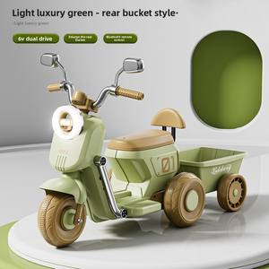 Nouvelle moto électrique pour enfants, jouet à roulettes pour garçons et filles de 5 à 7 ans, plastique, batterie 12V, 3 roues, deux sièges - Product Image 2