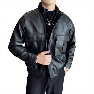 <b>Winter</b> Unisex Mandarin Collar Quilted <b>Jacket</b> Puff Camouflage Zipper Nonwoven Faux <b>Leather</b> Loose Business Casual Waterproof - Product Image 3