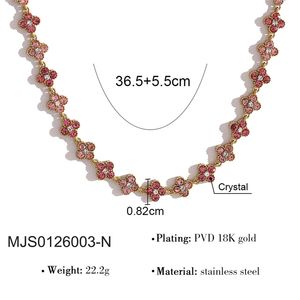 Showfay - Juego de Joyería de Acero Inoxidable Antideslustre con Circonita Rosa, Collares Delicados con Forma de Trébol para Mujer - Product Image 4