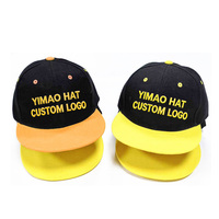 Groothandel Twee Tone Contrast Kleur Fluorescerend Groen Zwart 6 Panel Custom Applique Borduurwerk Platte Rand Snapback Hoed Cap