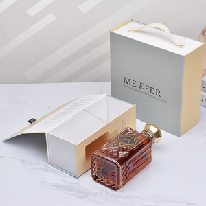OEM Custom Size&Logo Rigid Cardboard Gift <b>Box</b> with Handle & Gold Foil - Luxury Folding Packaging for Wine & Whisky Wholesale - Product Image 1