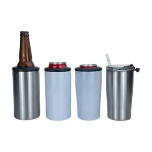 Universal Vacuum Insulated Stainless Steel 4 In 1 Can Cooler Fits All 12oz Regular Or Slim Cans Bottles Keep Cold Up To 6 Hours