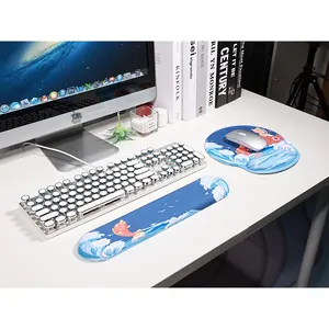 卡通可爱鼠标垫键盘腕托套装3D鼠标垫硅胶防滑办公垫办公游戏笔记本电脑