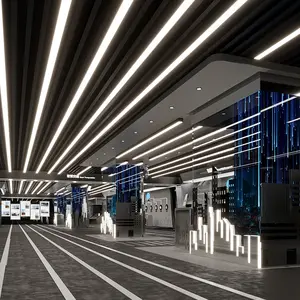 CCT CRI>80 lampu gantung kaca atas dan bawah, lampu Kantor linear liontin lingkaran kristal untuk ruang tamu hotel