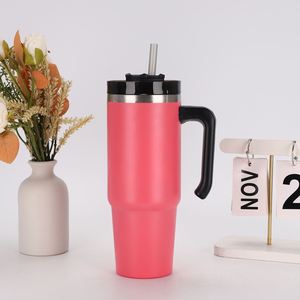 Gobelet isotherme de voyage 20oz en acier inoxydable à double paroi sous vide avec poignée et paille, vente en gros - Product Image 3