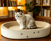 Griffoir et poteau à chat écologiques de luxe, résistants à l'usure, en carton ondulé et en carton, lit pour chat de forme ovale pour chats d'intérieur