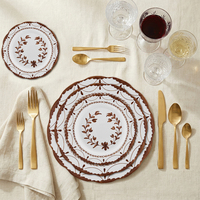 Service de vaisselle en porcelaine vintage français avec assiettes en céramique motif couronne florale pour mariage