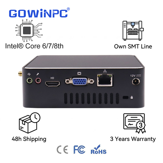 Industrial Grade Mini PC with Intel 8th Gen Core i5 i7 Quad Core CPU SSD Storage and Rugged Aluminum Chassis
