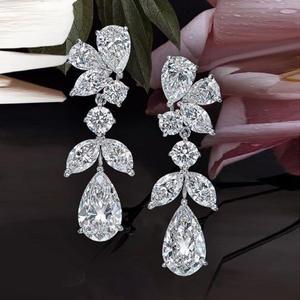 Boucles d'oreilles en or blanc avec diamants taille poire, couleur D naturelle, certifiées GIA, bijoux de luxe pour mariage, pour femme - Product Image 3