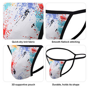 베스트셀러 부드럽고 통기성 좋은 남성용 프린트 티팬티 속옷 투명 남성 게이 속옷 남성 G-스트링 브리프 - Product Image 2