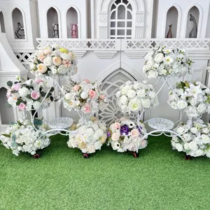 MYQH54 शादी की सजावट की आपूर्ति फूल कृत्रिम बॉल्स लिली फूल रेशम गुलाब सेंटरपीस हस्तनिर्मित कृत्रिम फूल बॉल