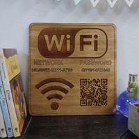 Plaque NFC en bois avec code QR personnalisé programmable et signalisation Wifi