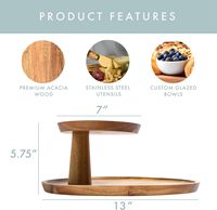 Ensemble de plateau à charcuterie, plateau rond en acacia pour servir le fromage avec accessoires, idéal pour les cadeaux de déménagement