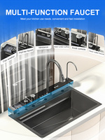 SDAYI Tiktok populaire moderne grand bol unique lavabo gris affichage numérique SUS 304 cascade multifonctionnelle évier de cuisine intelligent