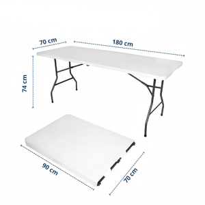 <span class=keywords><strong>Table</strong></span> <span class=keywords><strong>de</strong></span> pique-nique rectangulaire pliable en acier robuste, surface en plastique résistante à l'eau, durable pour l'extérieur - Product Image 6