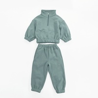 Conjunto de ropa de bebé niño nuevo al por mayor, conjunto de ropa de niño de punto con cremallera, ropa de niño, suéter, pantalones, conjunto informal de lana cepillada