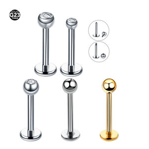 10 unids/pack ASTM F136 titanio básico labio Piercing CZ labio Stud hilos internos y externos <span class=keywords><strong>Vertical</strong></span> <span class=keywords><strong>Labret</strong></span> Piercing anillo joyería - Product Image 5