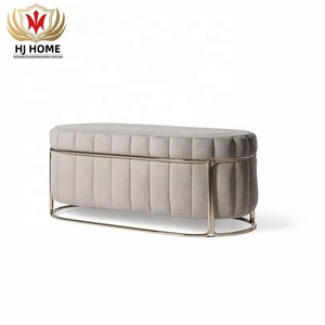 HJ HOME Tabouret de chevet moderne en acier inoxydable pour chambre à coucher de luxe légère <span class=keywords><strong>Chaise</strong></span> <span class=keywords><strong>longue</strong></span> et lit ottoman King Size - Product Image 4